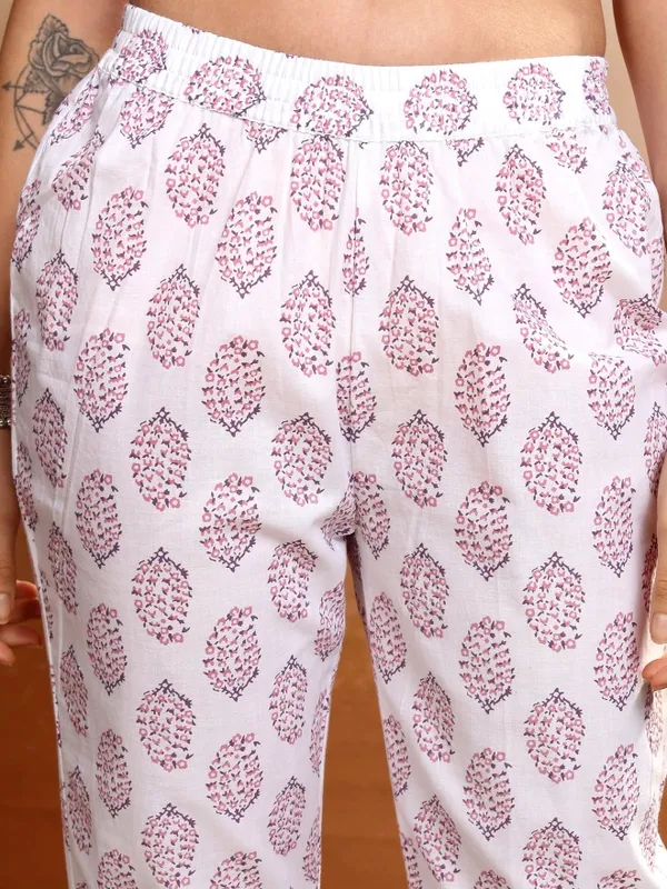 Vishudh Women White Kurta With Trousers And Dupatta