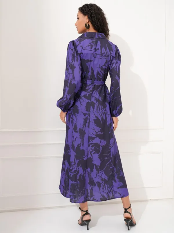 Tokyo Talkies Women Purple Printed Shirt Dress