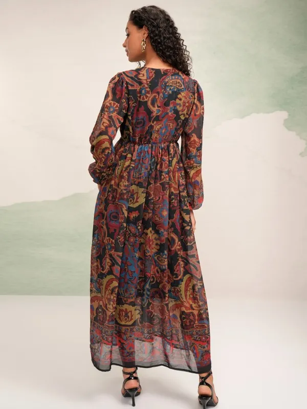 Tokyo Talkies Women Black Printed Maxi Dress