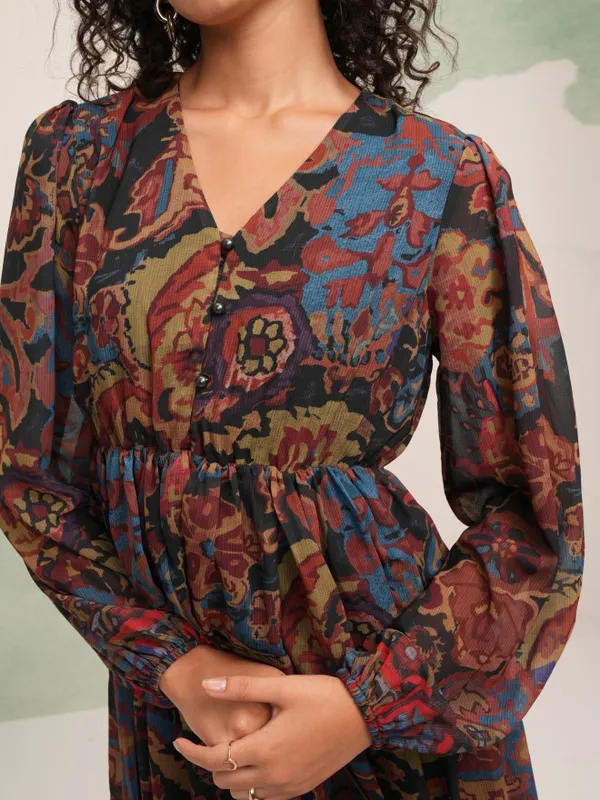 Tokyo Talkies Women Black Printed Maxi Dress