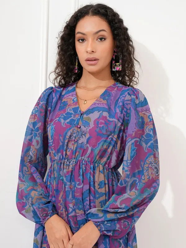 Tokyo Talkies Women Pink Printed Fit and Flare Dress