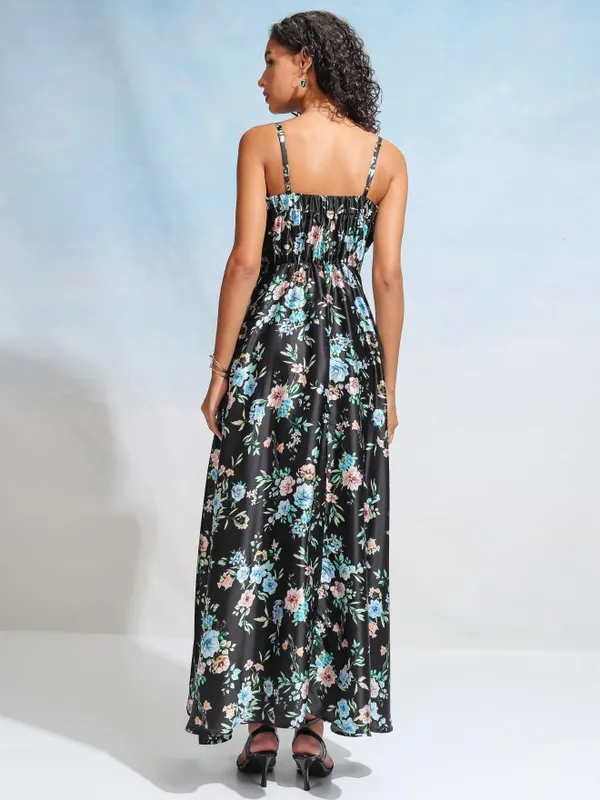 Tokyo Talkies Women Black Printed Maxi Dress