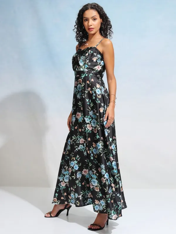 Tokyo Talkies Women Black Printed Maxi Dress
