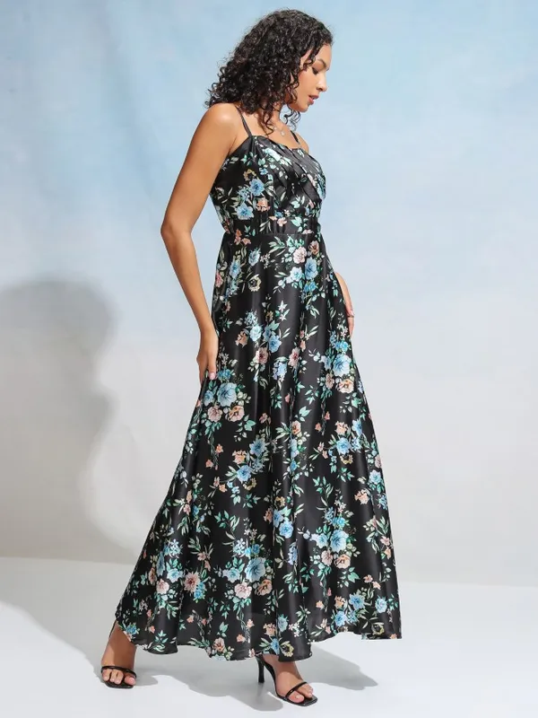 Tokyo Talkies Women Black Printed Maxi Dress