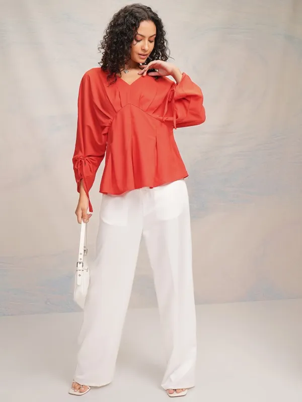 Tokyo Talkies Women Red Solid Top