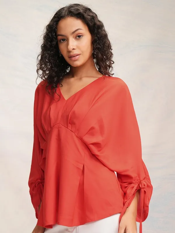 Tokyo Talkies Women Red Solid Top