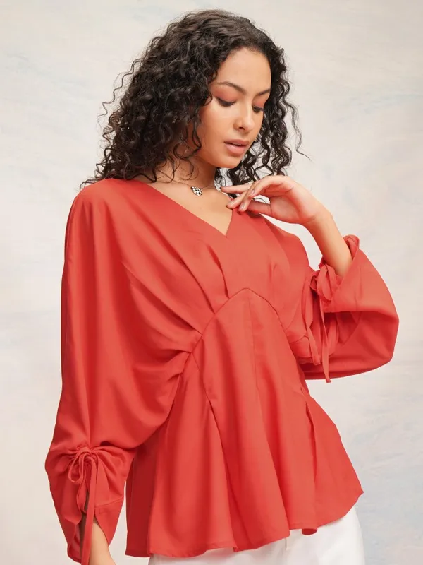 Tokyo Talkies Women Red Solid Top