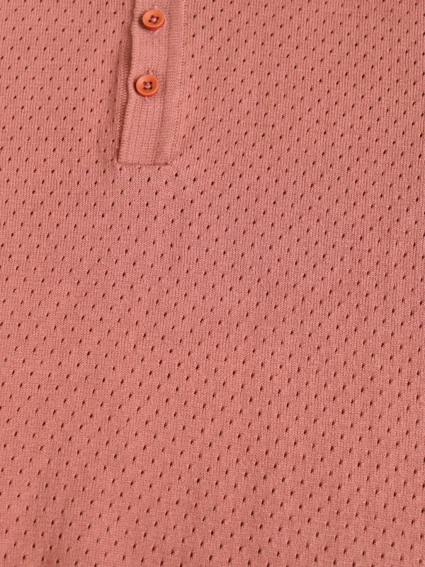 Highlander Men Peach Self Design Polo Collar T-Shirt