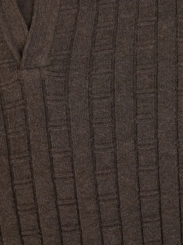 Highlander Men Brown Self Design Polo Collar T-Shirt
