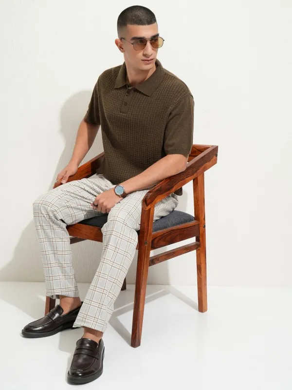 Men Self Design Polo Collar T-Shirt