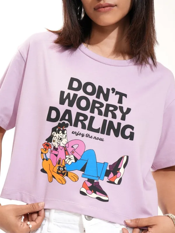 Tokyo Talkies Women Purple Printed Round Neck T-Shirt