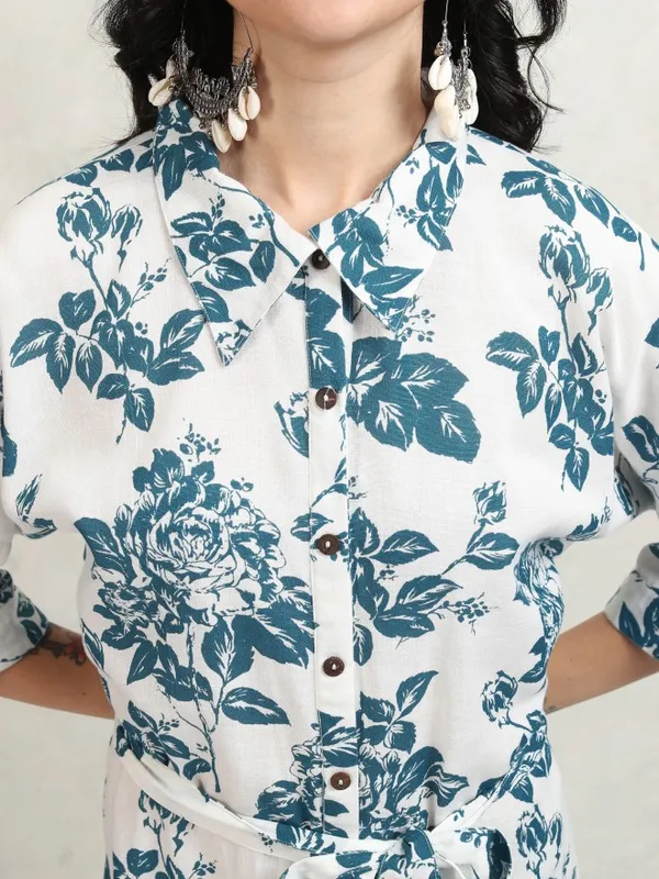 Vishudh women White Printed Shirt Dress