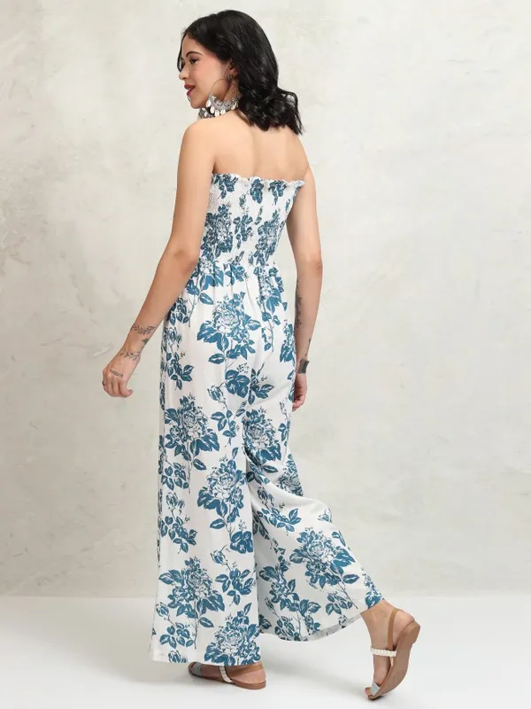 Vishudh Women White Printed Jumpsuit