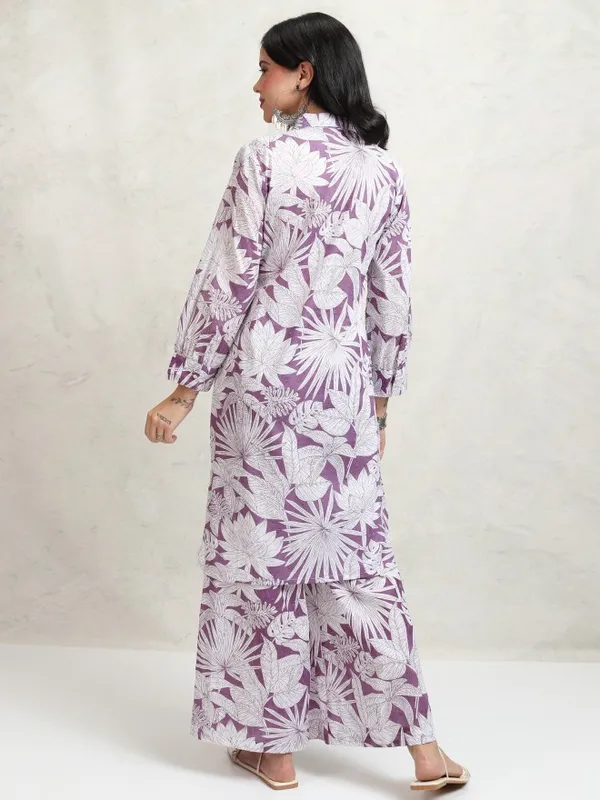 Vishudh Women Purple Shirt With Trousers Co-Ords