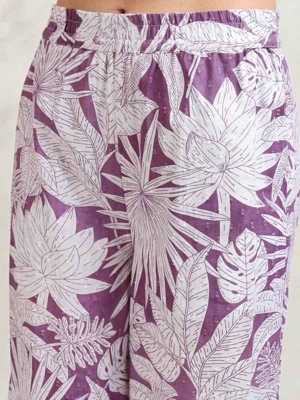 Vishudh Women Purple Shirt With Trousers Co-Ords