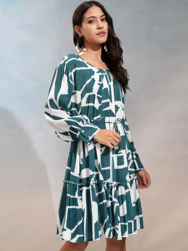 Printed Fit And Flare Dress