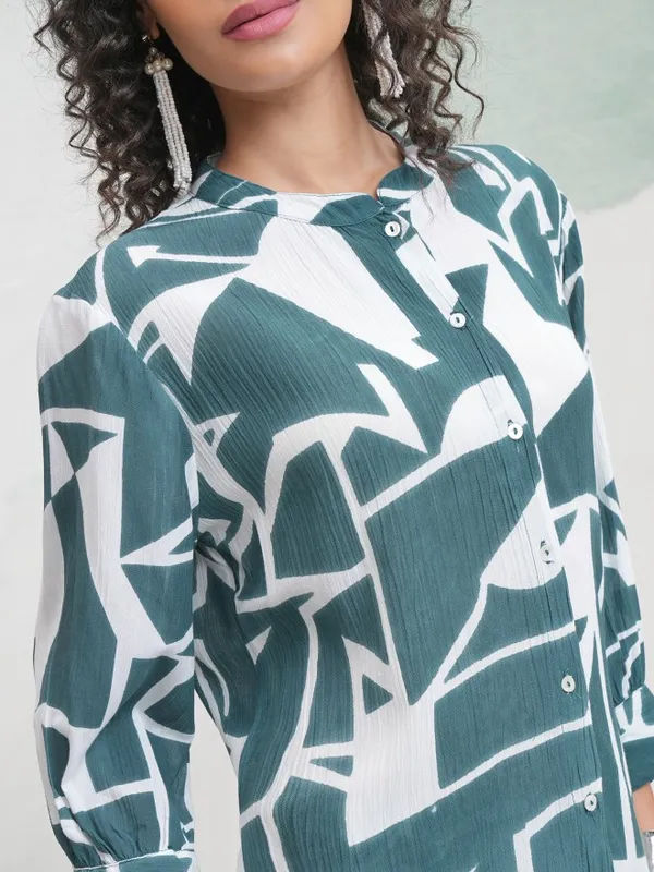 Vishudh Women Teal Tunic With Skirt