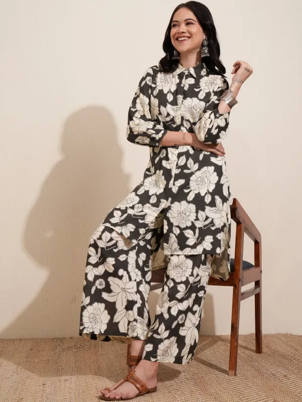 Tokyo Talkies Women Black Shirt With Trousers Co-Ords