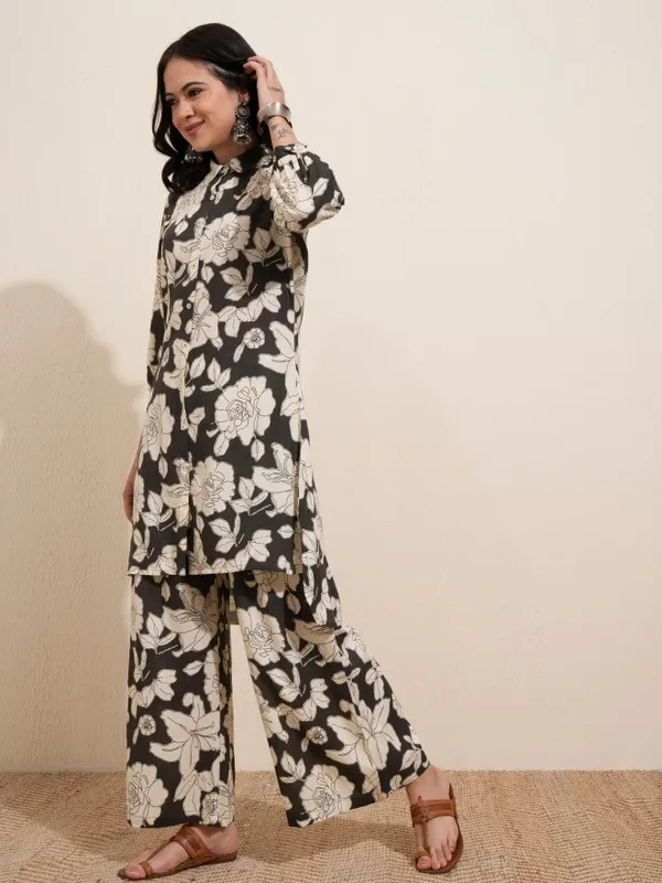 Tokyo Talkies Women Black Shirt With Trousers Co-Ords