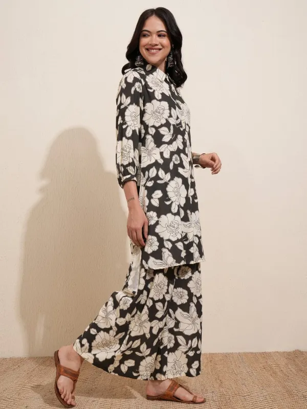 Tokyo Talkies Women Black Shirt With Trousers Co-Ords