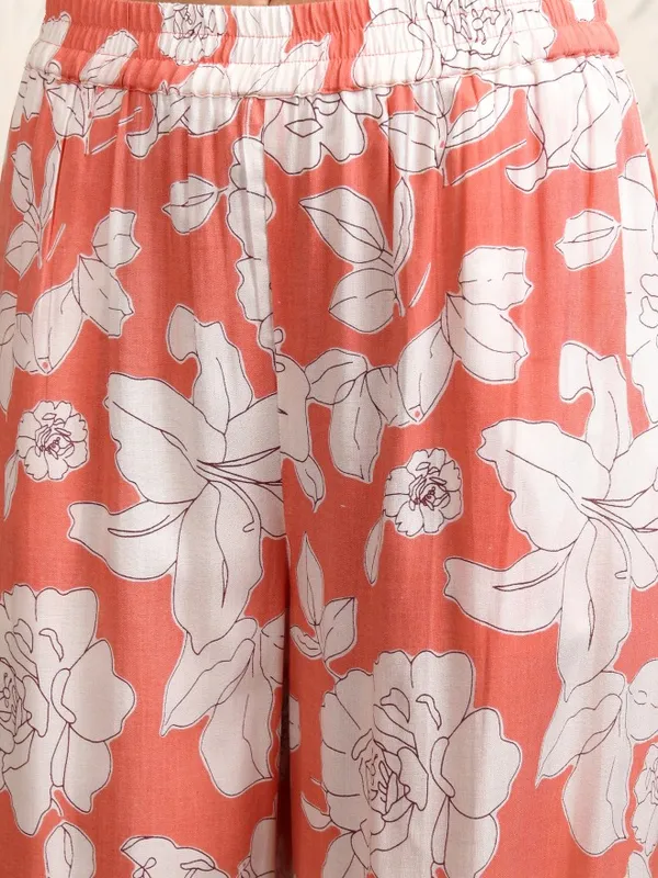 Vishudh Women Coral Shirt With Trouser