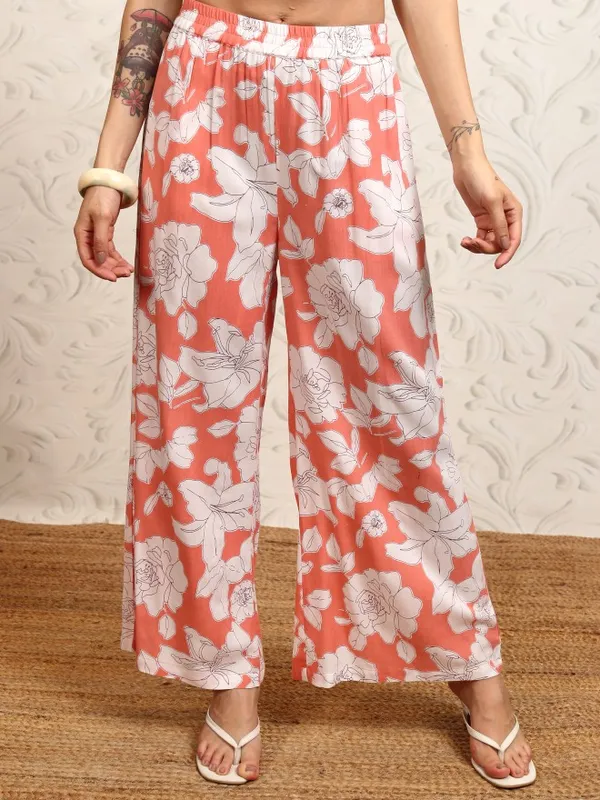 Vishudh Women Coral Shirt With Trouser