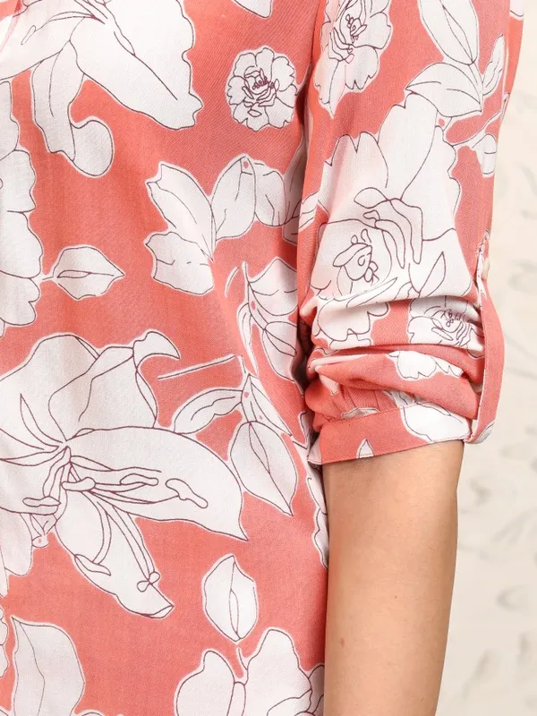Vishudh Women Coral Shirt With Trouser