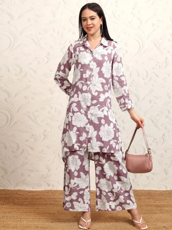 Vishudh Women Mauve Shirt With Trouser