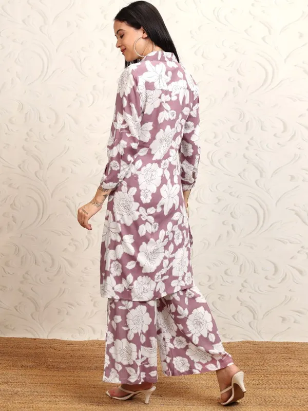 Vishudh Women Mauve Shirt With Trouser