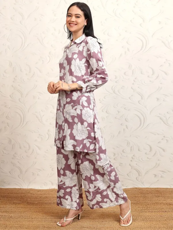 Vishudh Women Mauve Shirt With Trouser