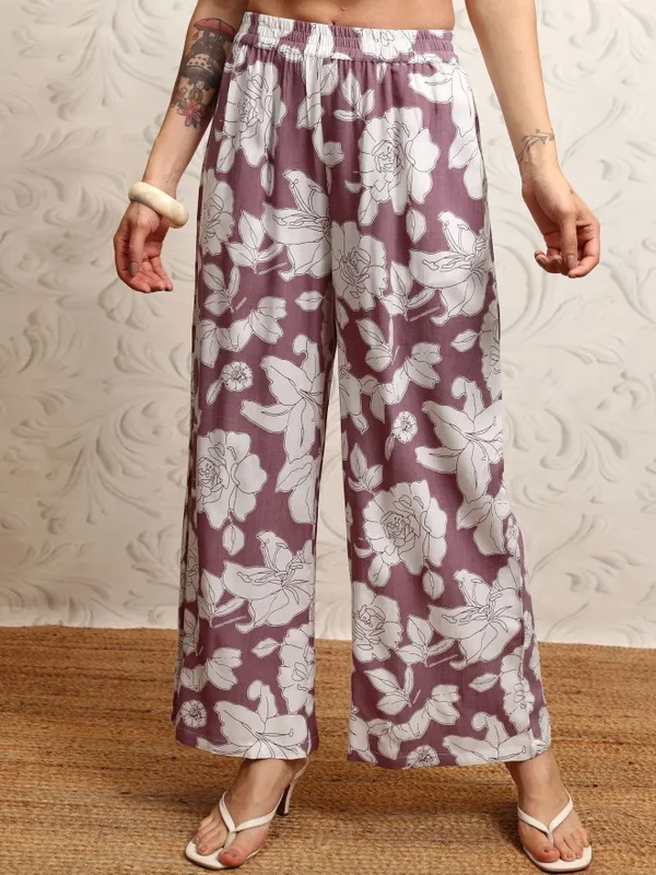 Vishudh Women Mauve Shirt With Trouser