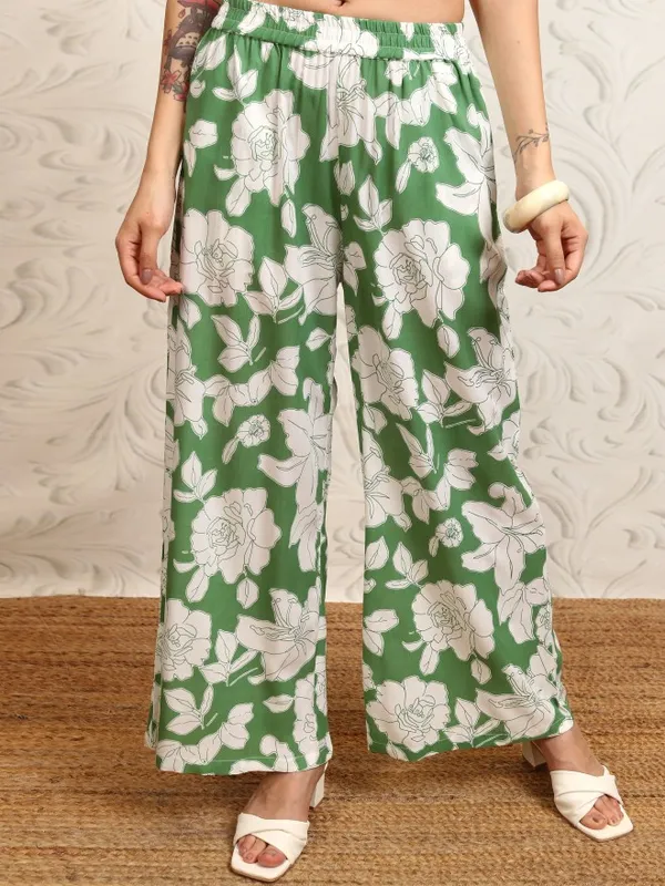 Vishudh Women Green Shirt With Trouser