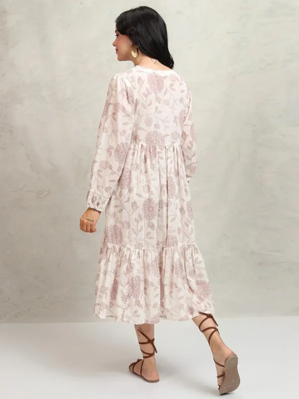 Vishudh women Mauve Printed Drop-Waist Dress