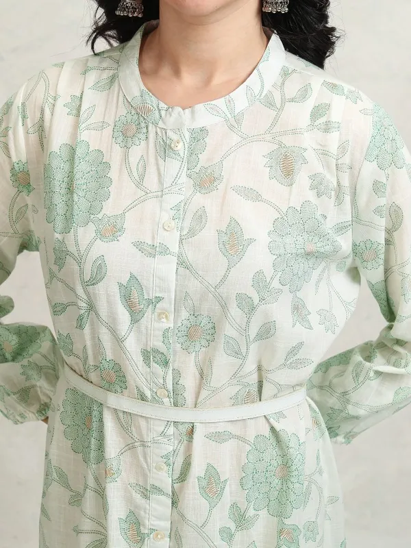 Vishudh women Green Printed Drop-Waist Dress