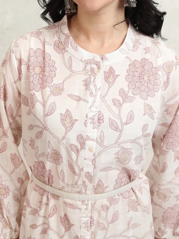 Vishudh women Mauve Printed Drop-Waist Dress