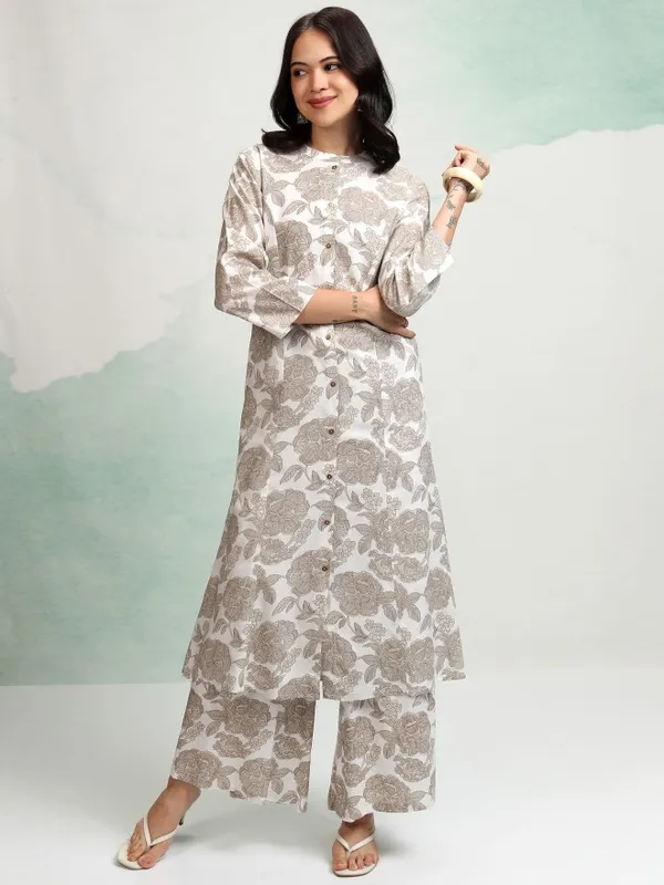 Tokyo Talkies Women Taupe Tunic With Trousers Co-Ords