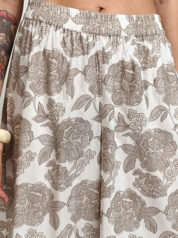 Tokyo Talkies Women Taupe Tunic With Trousers Co-Ords