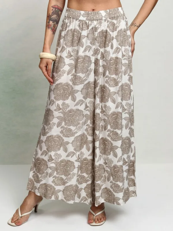 Tokyo Talkies Women Taupe Tunic With Trousers Co-Ords