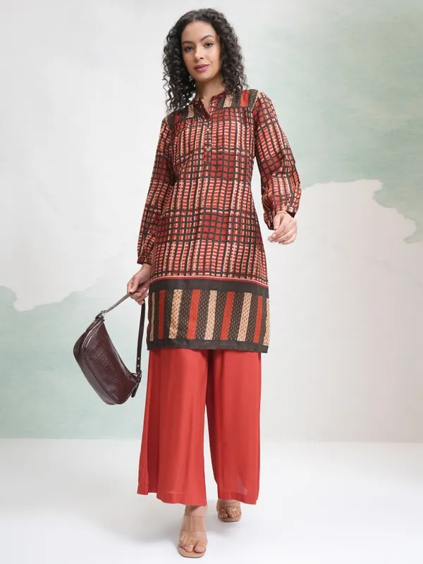 Vishudh Women Brown Tunic With Trouser