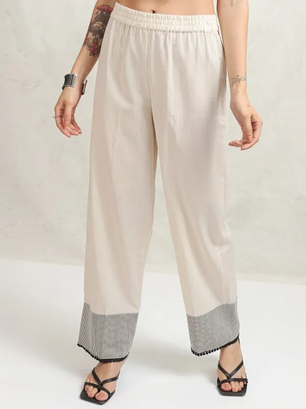 Vishudh Women White Embroidered Kurta With Trouser