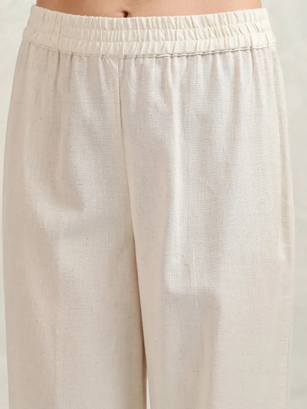 Vishudh Women White Embroidered Kurta With Trouser