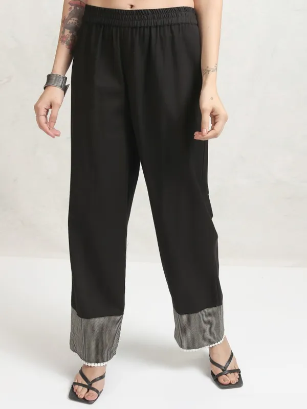 Vishudh Women Black Embroidered Kurta With Trousers