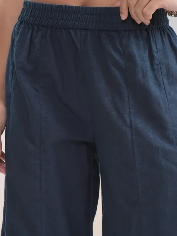 Vishudh Women Blue Embroidered Kurta With Trouser