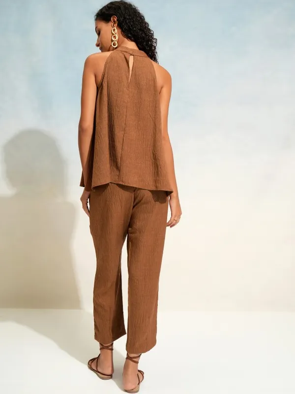Tokyo Talkies Women Brown Top With Trouser