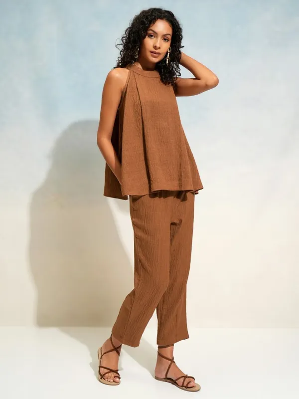 Tokyo Talkies Women Brown Top With Trouser