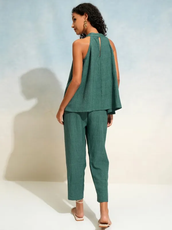 Tokyo Talkies Women Teal Top With Trouser Co-Ords