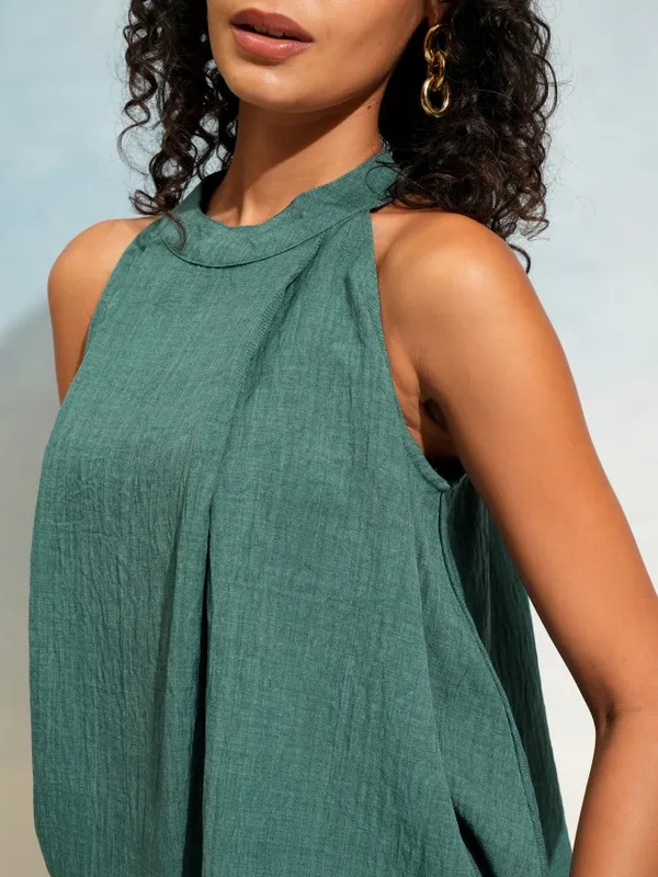 Tokyo Talkies Women Teal Top With Trouser Co-Ords