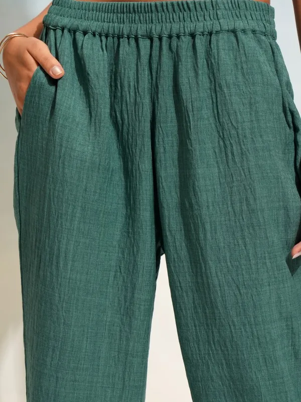 Tokyo Talkies Women Teal Top With Trouser Co-Ords