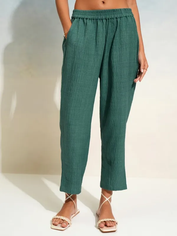 Tokyo Talkies Women Teal Top With Trouser Co-Ords