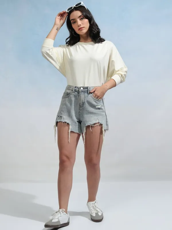 Tokyo Talkies Women Solid Round Neck T-Shirt